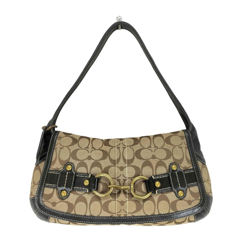 コーチ COACH シグネチャーロゴ レザー切替キャンバスショルダーバッグ レディース