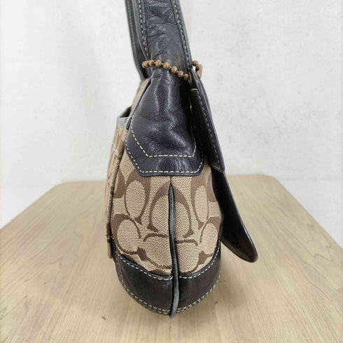 コーチ COACH シグネチャーロゴ レザー切替キャンバスショルダーバッグ レディース