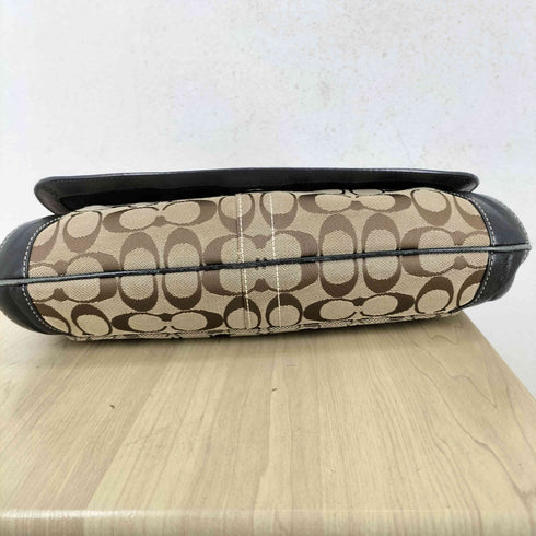コーチ COACH シグネチャーロゴ レザー切替キャンバスショルダーバッグ レディース