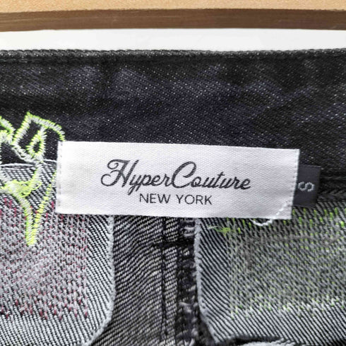 Hyper Couture 刺繍デザインブラックデニムショーツ メンズ JPN:S