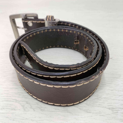 Genuine Leather アウトライン ステッチ レザー ベルト メンズ