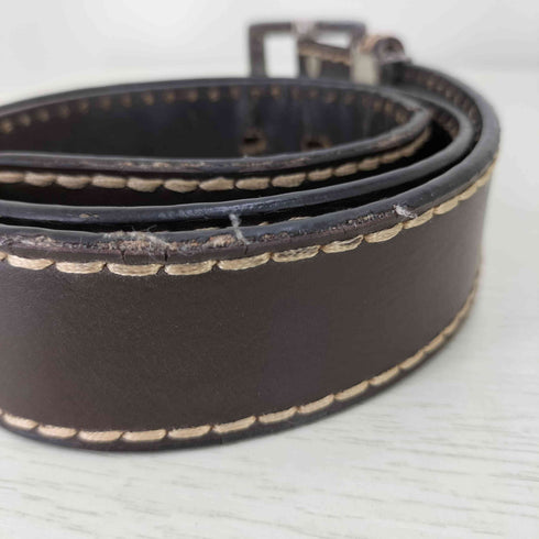 Genuine Leather アウトライン ステッチ レザー ベルト メンズ