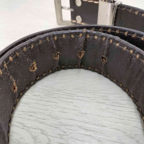 Genuine Leather アウトライン ステッチ レザー ベルト メンズ