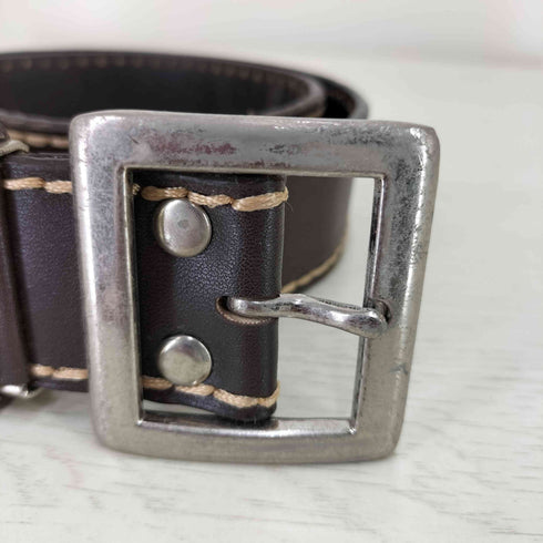 Genuine Leather アウトライン ステッチ レザー ベルト メンズ