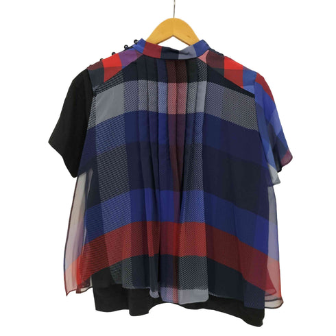 サカイ Sacai 22AW チェック レイヤード プリーツ プルオーバー レディース JPN:1