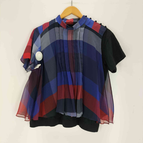 サカイ Sacai 22AW チェック レイヤード プリーツ プルオーバー レディース JPN:1