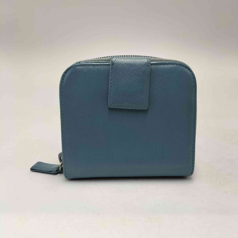 プラダ PRADA イタリア製 サフィアーノ トライアングル ロゴ プレート ラウンドジップ ミニ ウォレット 二つ折り 財布 レディース