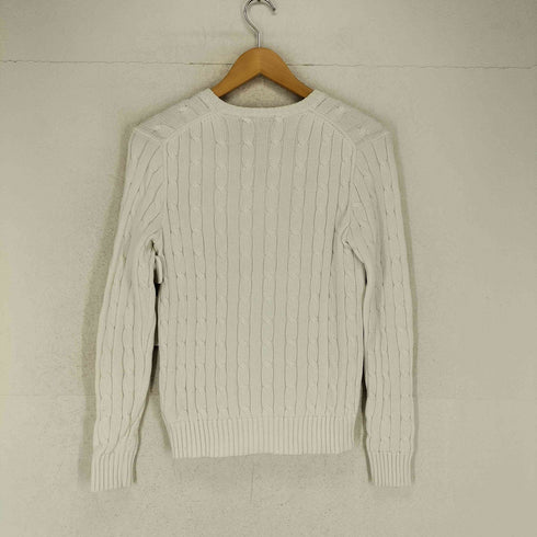 ポロラルフローレン POLO RALPH LAUREN スモールポニー刺繍 Vネック ケーブルニット レディース import:S