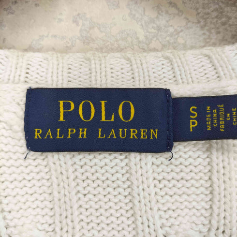 ポロラルフローレン POLO RALPH LAUREN スモールポニー刺繍 Vネック ケーブルニット レディース import:S