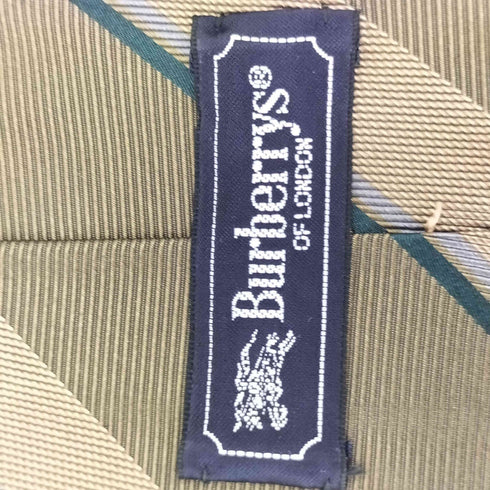 バーバリーズ BURBERRYS 80-90S ホース ミニ刺繍 SILK100% シルク レジメンタル ストライプ ネクタイ メンズ