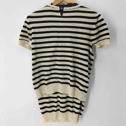 ジュンヤワタナベコムデギャルソン JUNYA WATANABE COMME des GARCONS 03AW S/S パールデザインレイヤードボーダーウールニット レディース