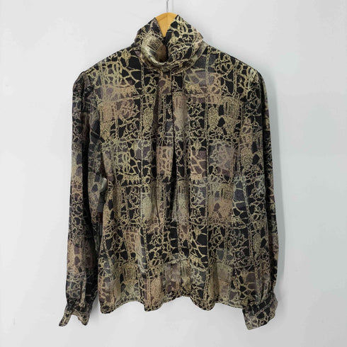 L/S 総柄ハイネックシャツ レディース