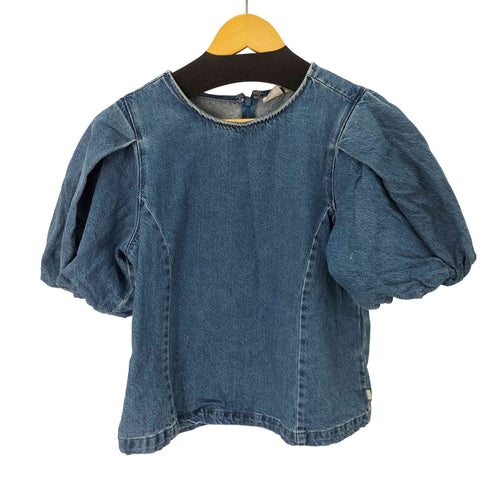 リーバイス Levis Zaida Sculptural Blouse S/S ボリュームスリーブデニムトップス レディース JPN:M