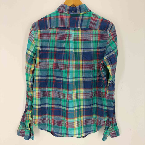 ラルフローレン RALPH LAUREN マドラスチェック リネンボタンダウンシャツ レディース JPN:M