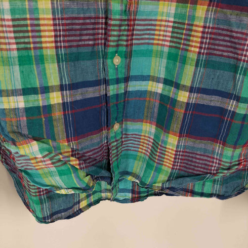 ラルフローレン RALPH LAUREN マドラスチェック リネンボタンダウンシャツ レディース JPN:M