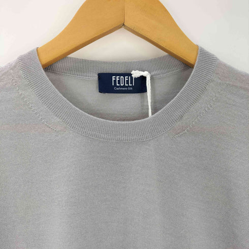 FEDELI イタリア製 CH SETA カシミヤシルク クルーネックニット メンズ JPN:50