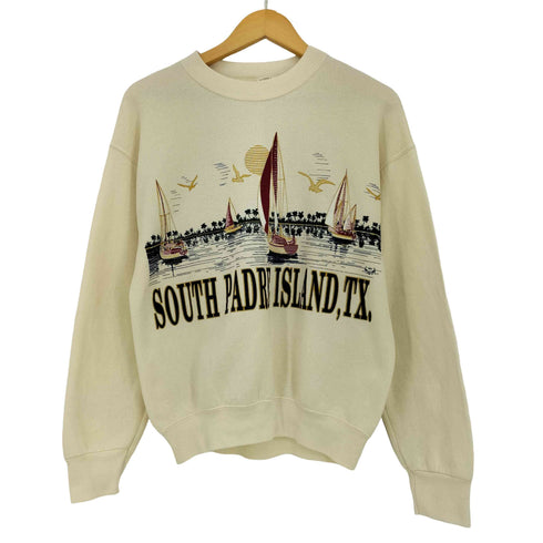 フルーツオブザルーム FRUIT OF THE LOOM 80s USA製 SOUTH PADRE ISLAND TX ヨットプリント クルーネックスウェット メンズ import:M
