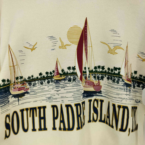 フルーツオブザルーム FRUIT OF THE LOOM 80s USA製 SOUTH PADRE ISLAND TX ヨットプリント クルーネックスウェット メンズ import:M
