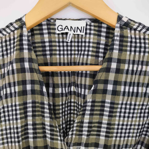 ガニー Ganni カシュクール ラップ ブラウス チェック レディース JPN:36