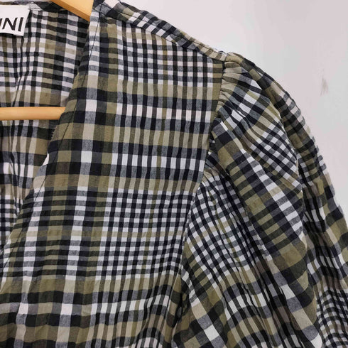 ガニー Ganni カシュクール ラップ ブラウス チェック レディース JPN:36