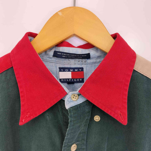 トミーヒルフィガー TOMMY HILFIGER 異素材切替 クレイジーパターン ボタンダウンシャツ メンズ import:L