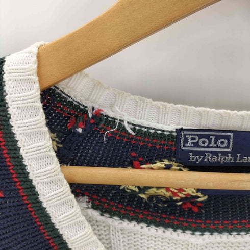 ポロバイラルフローレン Polo by RALPH LAUREN 90S ポニー刺しゅう コットン チルデンニット メンズ JPN:L