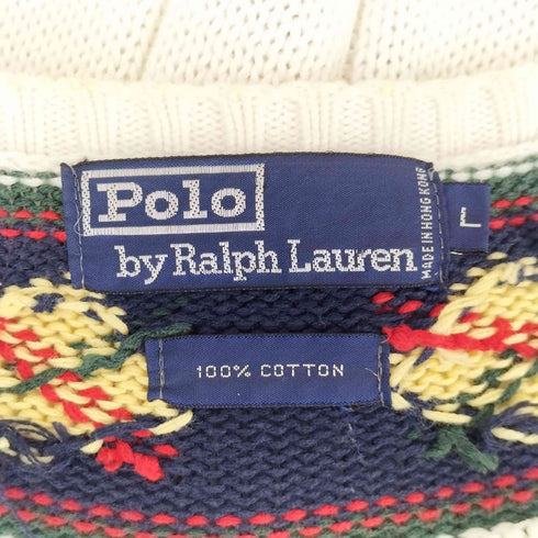 ポロバイラルフローレン Polo by RALPH LAUREN 90S ポニー刺しゅう コットン チルデンニット メンズ JPN:L