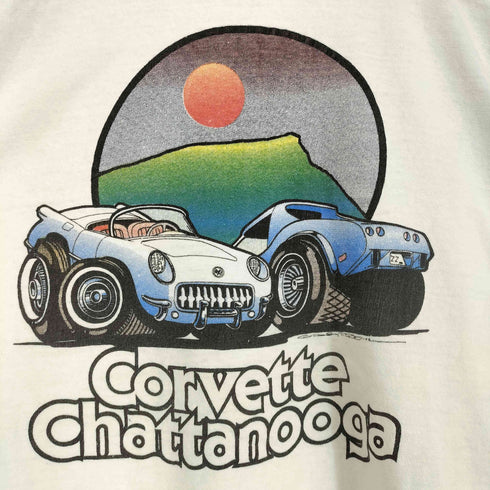 裾シングル Corvette Chattanooga フロントプリントクルーネックTシャツ メンズ