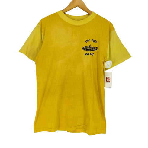 USS POGY 襟袖切替両面プリントクルーネックTシャツ メンズ