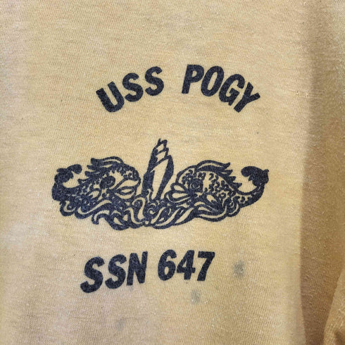 USS POGY 襟袖切替両面プリントクルーネックTシャツ メンズ