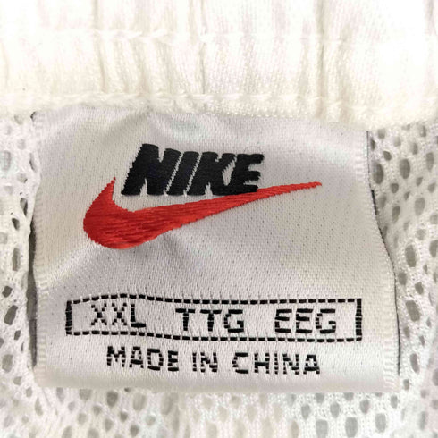 ナイキ NIKE 90S 白タグ スウッシュロゴ刺繍 裏地メッシュ 裾ジップ イージーパンツ Y2K メンズ import:XXL