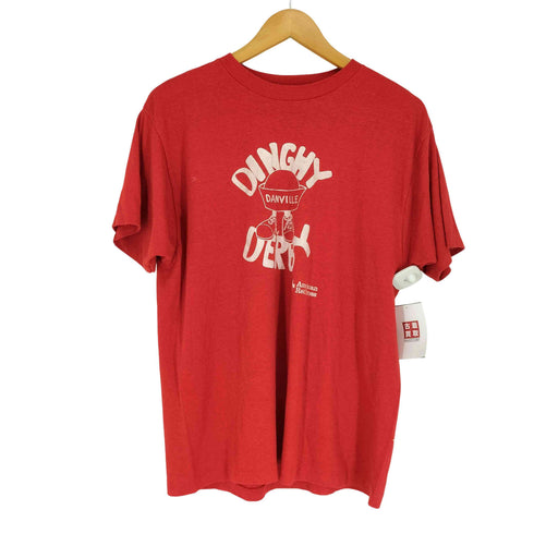 袖裾シングル DINGHY DERBY フロントプリントクルーネックTシャツ メンズ