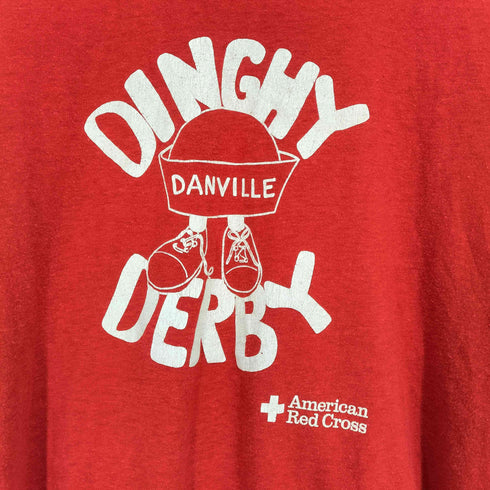 袖裾シングル DINGHY DERBY フロントプリントクルーネックTシャツ メンズ