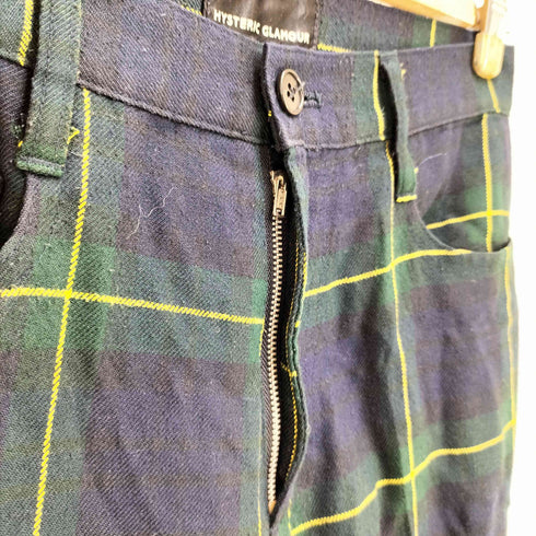ヒステリックグラマー HYSTERIC GLAMOUR 00S レーヨン ポリ チェック テーパード スラックス パンツ Y2K メンズ JPN:L