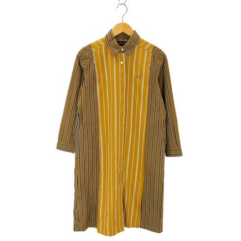 フレッドペリー FRED PERRY 月桂樹刺しゅう ストライプシャツワンピース レディース uk8