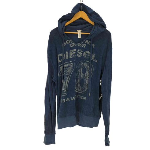 ディーゼル DIESEL パイル地 プリントVネックパーカー メンズ import:M