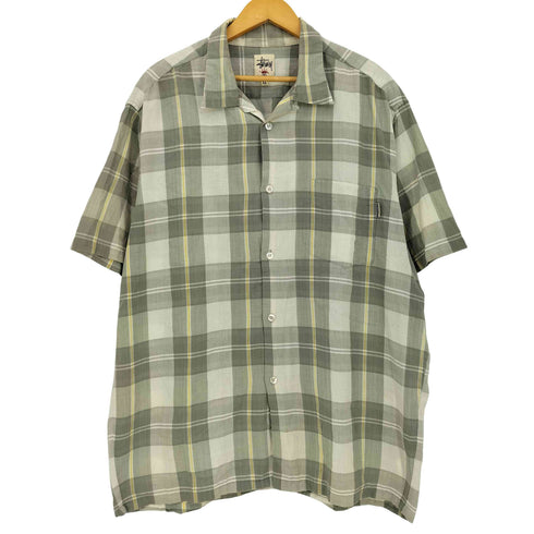 ステューシー Stussy 白タグ チェック オープンカラーシャツ メンズ import:XL