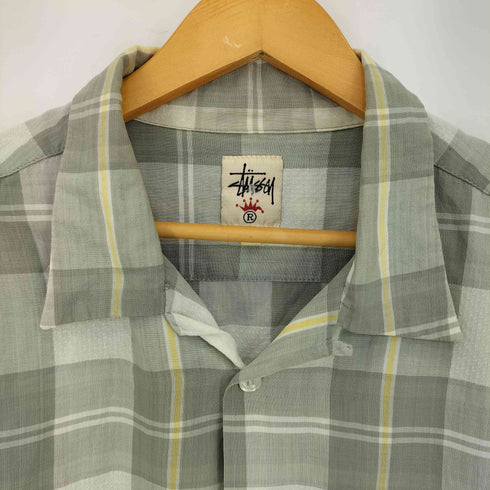 ステューシー Stussy 白タグ チェック オープンカラーシャツ メンズ import:XL