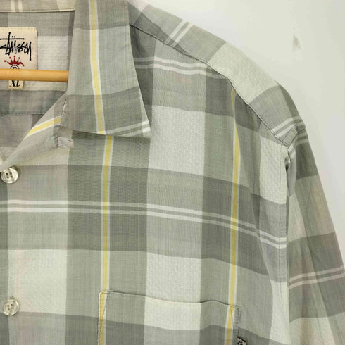 ステューシー Stussy 白タグ チェック オープンカラーシャツ メンズ import:XL