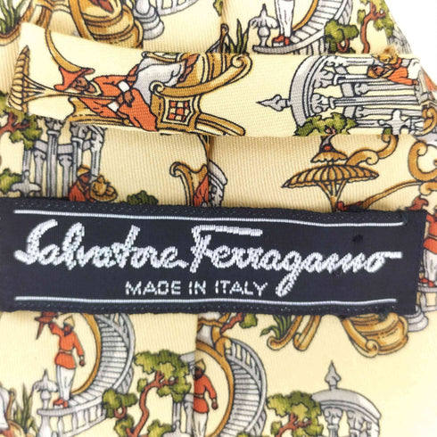 サルヴァトーレフェラガモ Salvatore Ferragamo イタリア製 総柄シルク ネクタイ メンズ