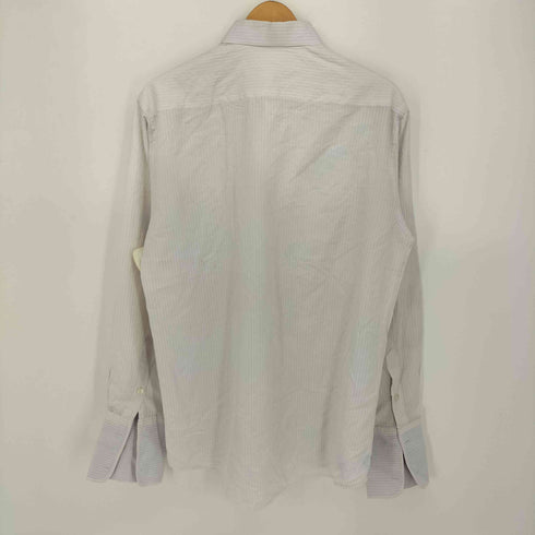 襟芯 ダブルカフス ストライプ L/S ドレスシャツ メンズ