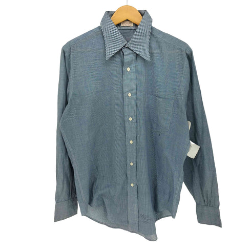 60-70S PERMANENTLY PRESS single needle sleeving チェック 襟切替 L/S シャツ メンズ