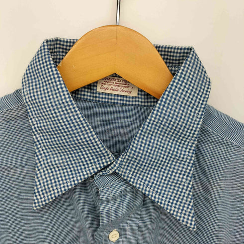 60-70S PERMANENTLY PRESS single needle sleeving チェック 襟切替 L/S シャツ メンズ
