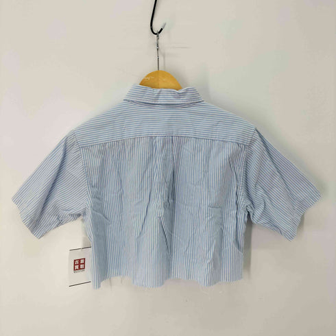 ローレンラルフローレン LAUREN RALPH LAUREN フロントロゴ刺繍ストライプ短丈シャツ レディース import:S