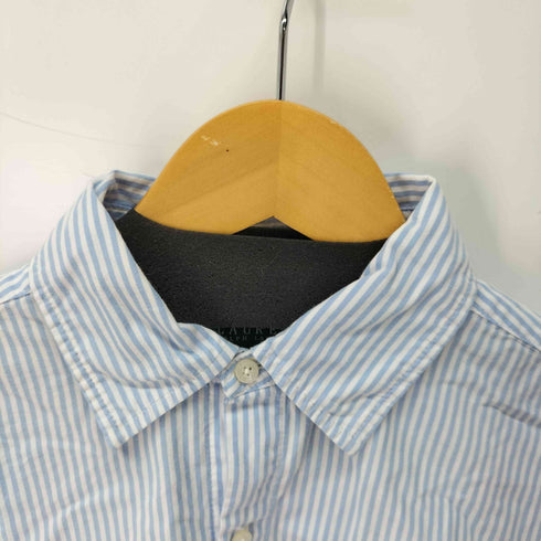 ローレンラルフローレン LAUREN RALPH LAUREN フロントロゴ刺繍ストライプ短丈シャツ レディース import:S