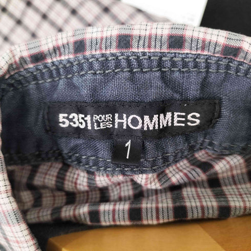 ゴーサンゴーイチプールオム 5351 POUR LES HOMMES カットオフ加工 L/S チェックウエスタンシャツ メンズ 1