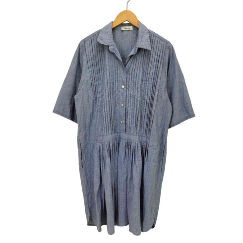 BOUTIQUE ANNA CAPRI Vintage フロント ピンタック シャツワンピース レディース