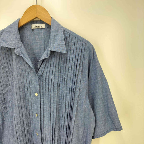 BOUTIQUE ANNA CAPRI Vintage フロント ピンタック シャツワンピース レディース