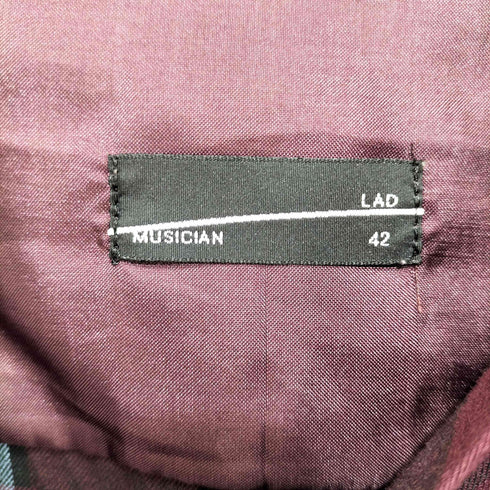 ラッドミュージシャン LAD MUSICIAN チェック柄 レーヨンウール オープンカラーロングスリーブシャツ メンズ JPN:42
