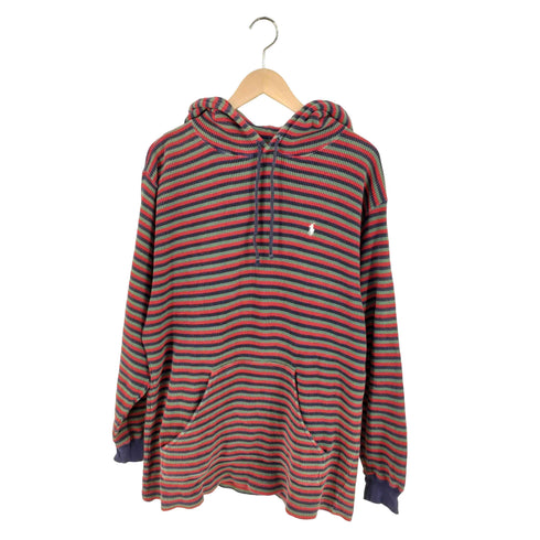 ポロバイラルフローレン Polo by RALPH LAUREN 90S ボーダーサーマルパーカー ポニー刺繍 メンズ import:XL